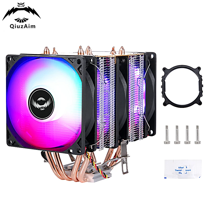 

QiuzAim LGA2011 x79 x99 Processor Air-cooled CPU Radiator Fan Twin Towers 4 Heat Pipe PC Cooler Installing 2066 e5 am4 am5 2099