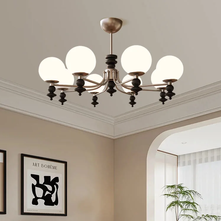 

French second-hand living room high-end new American retro atmosphere glass bedroom chandelier