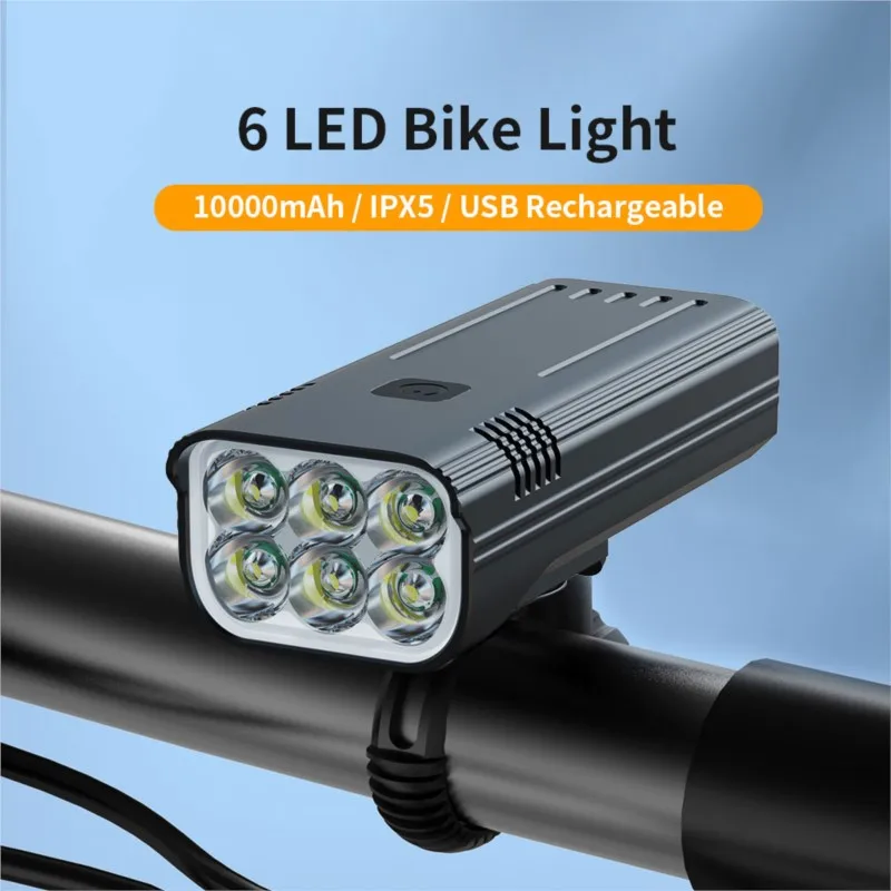 ZK30 6LED 10000 mAh Bike Light Rainproof USB Rechargeable LED Bicycle Light Super Bright Flashlight for Cycling Front Light