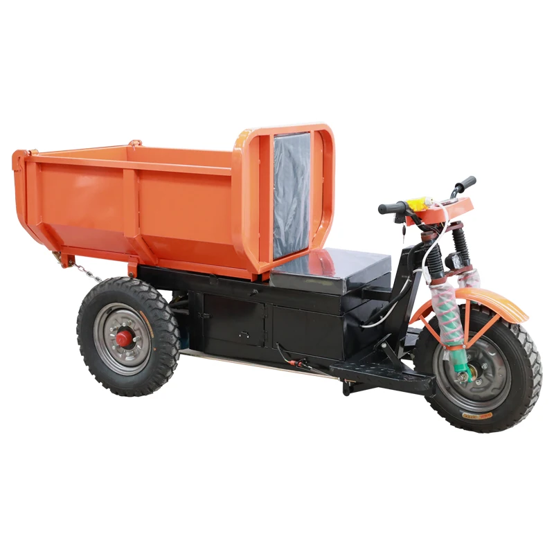 Construction site electric tricycle dump truck pulling goods agricultural battery transporter climbing self-unloading load king