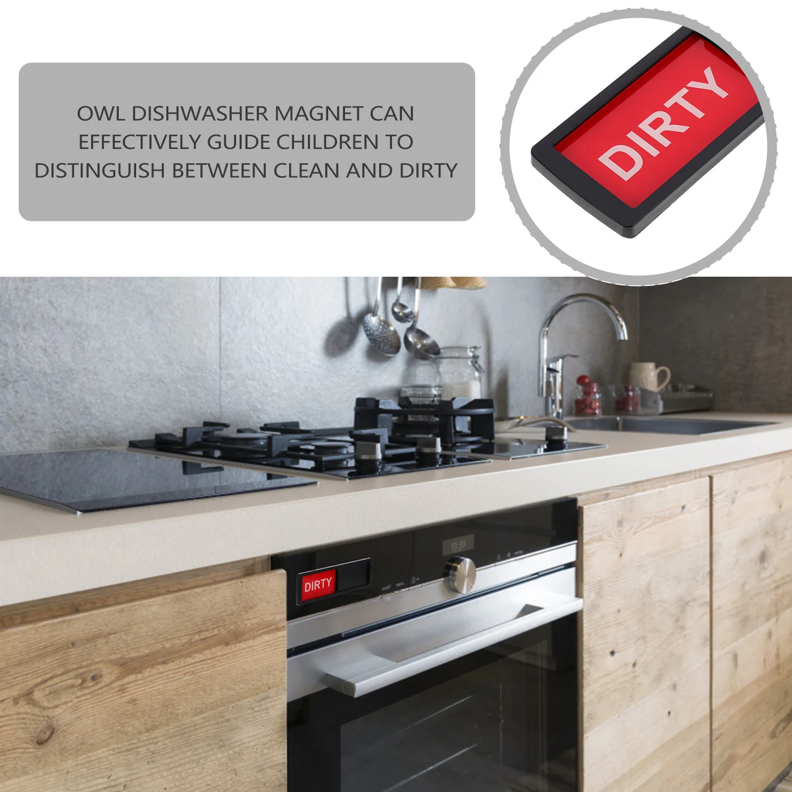 نظيفة القذرة المغناطيس علامة انزلاق المؤشر لغسالة الصحون غسالة المطبخ مكتب المنزل المغناطيسي ديكور الثلاجة #3