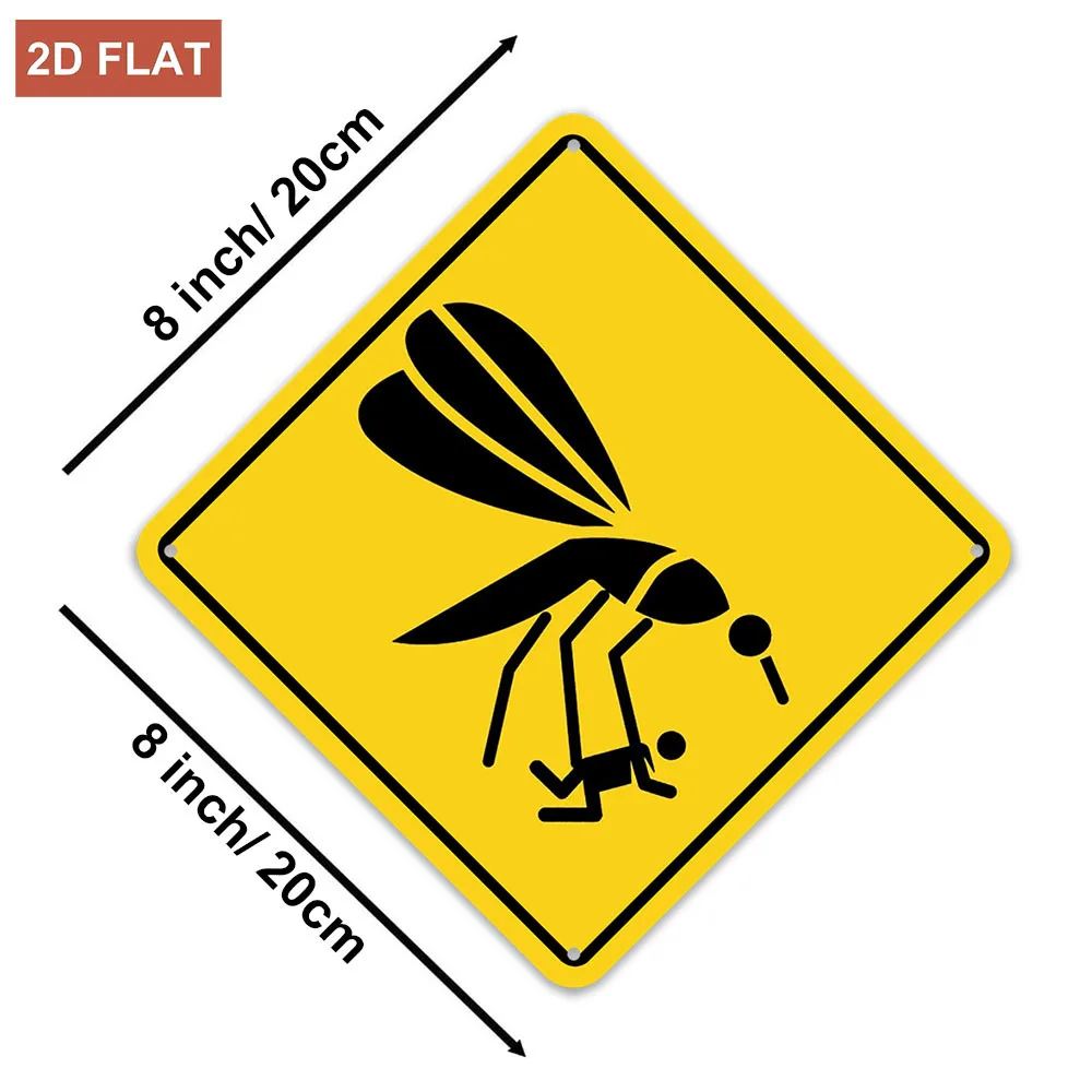 Mosquito Carrier Crossing Warning Sign; Mosquito Animal Attention; Yellow Wall Art Decoration; Decorative Railing