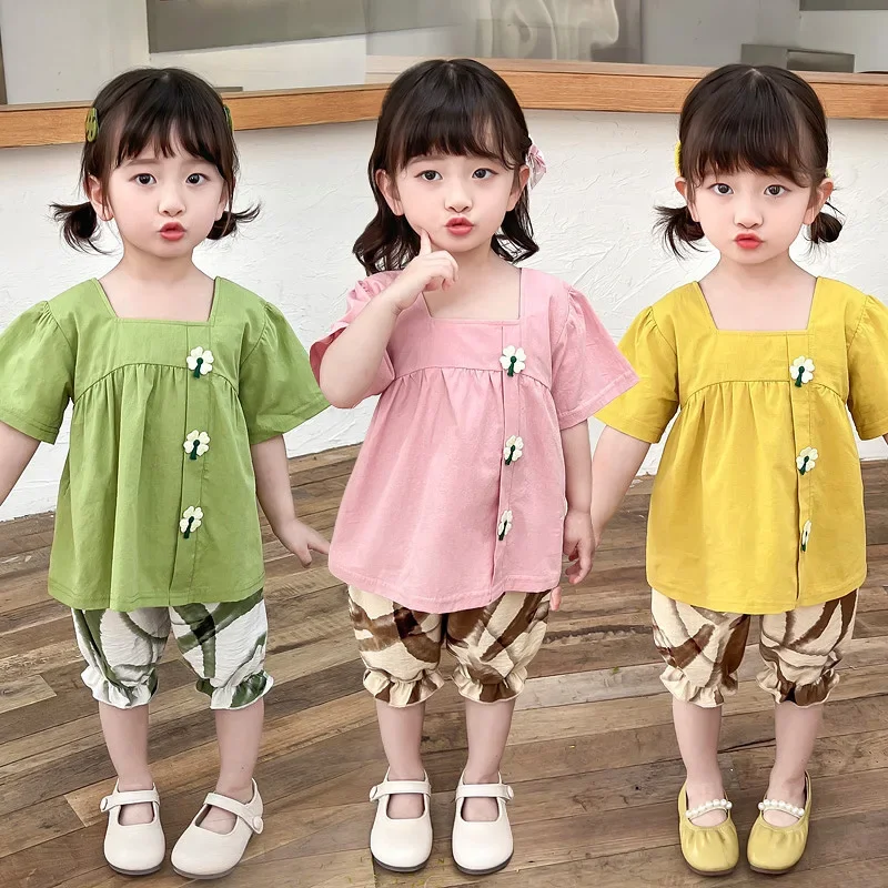 

New Summer Fashion Baby Girls Clothes Suit Children T-Shirt Shorts 2Pcs/Sets Kids Clothing Infant Toddler Casual Cotton Costume
