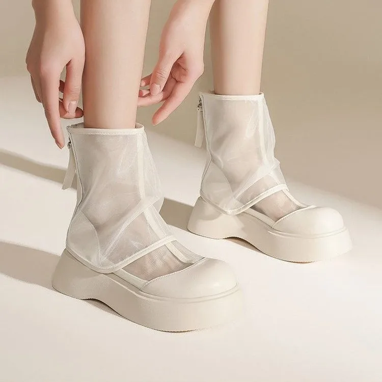 Women's Solid Color Breathable Thick Sole Non-slip Short Sandals Spring and Summer Shoes 2026 New Zipper Design Toe-cap Sandals view 2