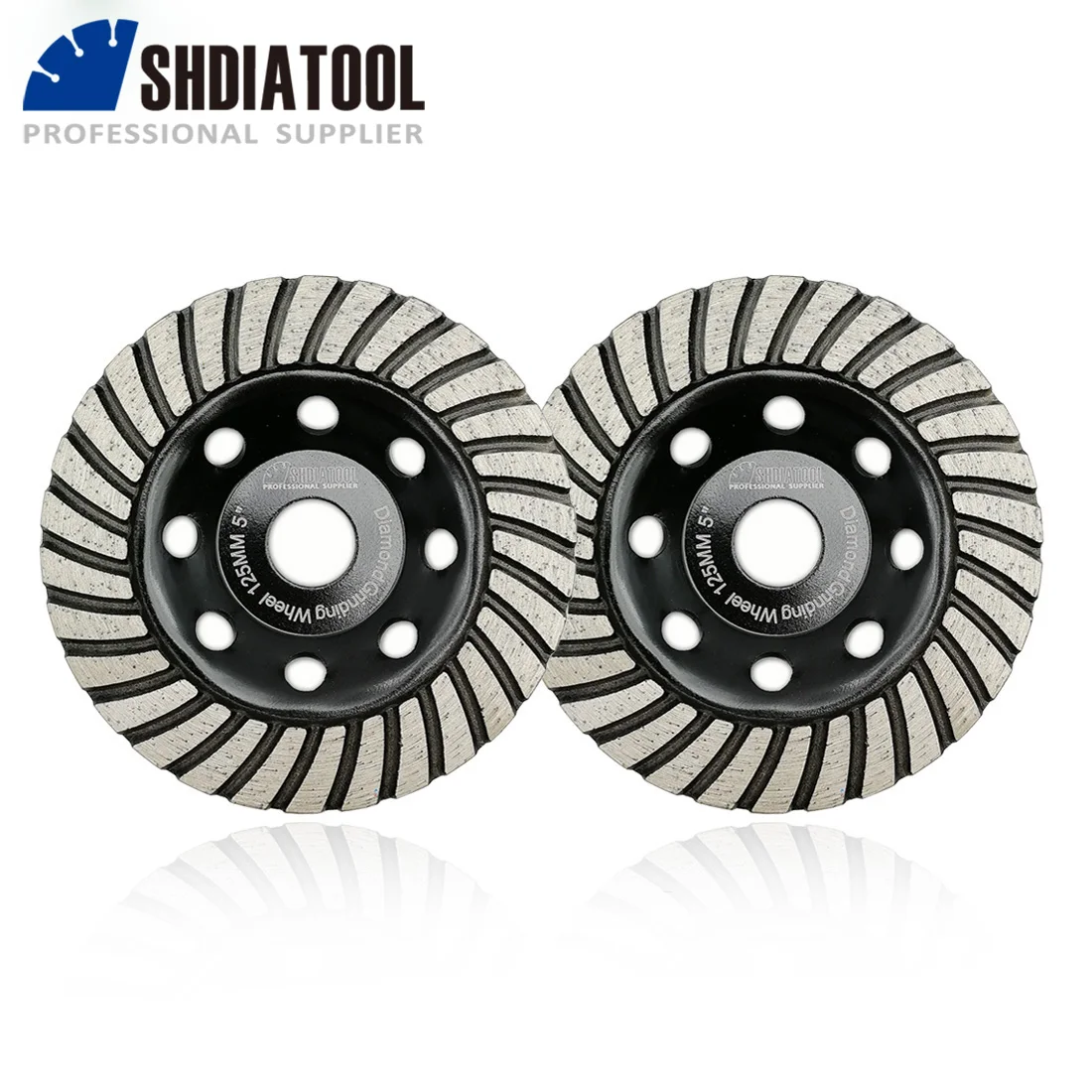 

SHDIATOOL 2pcs Diameter 5"/125mm Diamond Turbo Row Grinding Cup Wheel Concrete Masonry Grinding Disc Granite Grinding Wheel