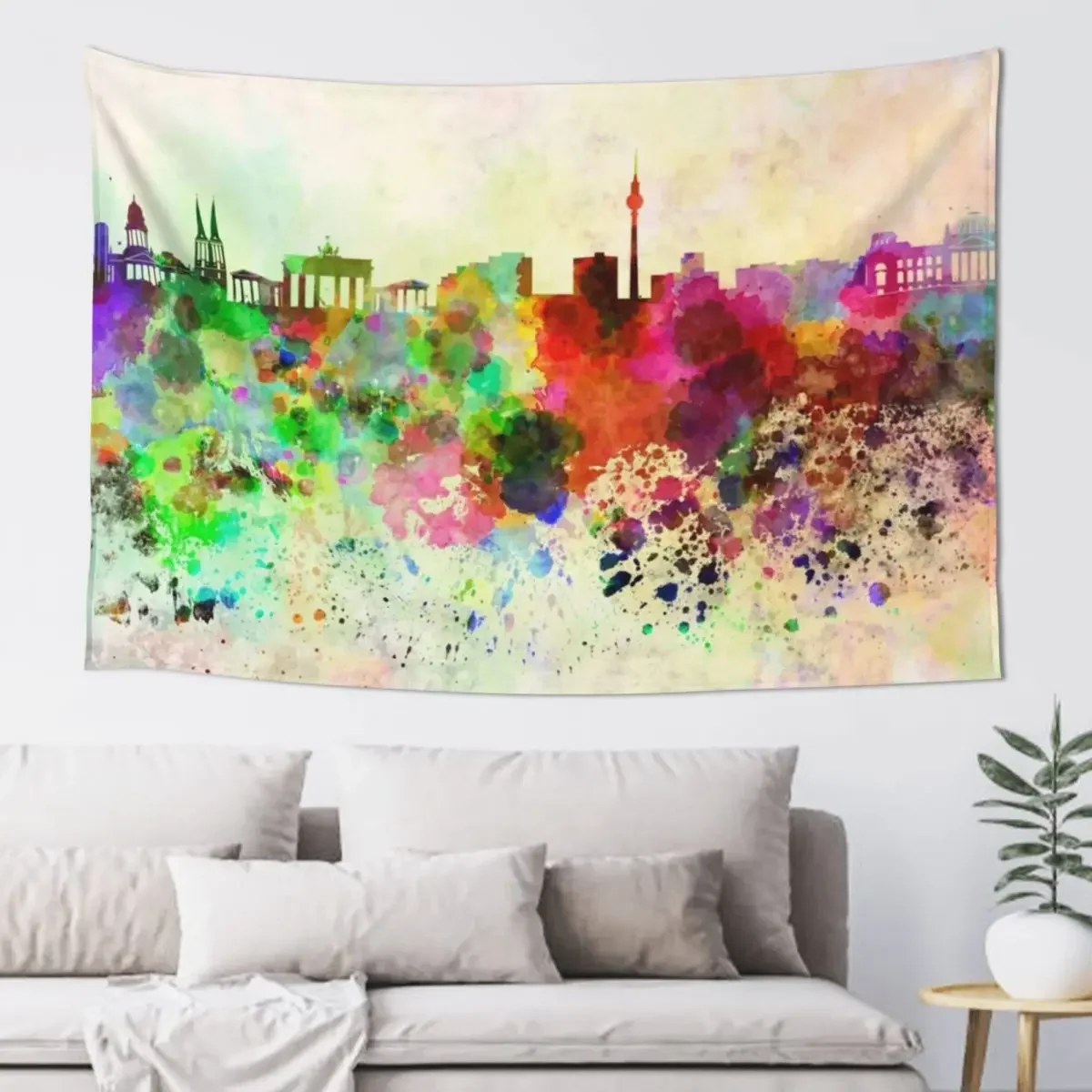 

Berlin skyline in watercolor background Tapestry Wall Deco Outdoor Decor Tapestry