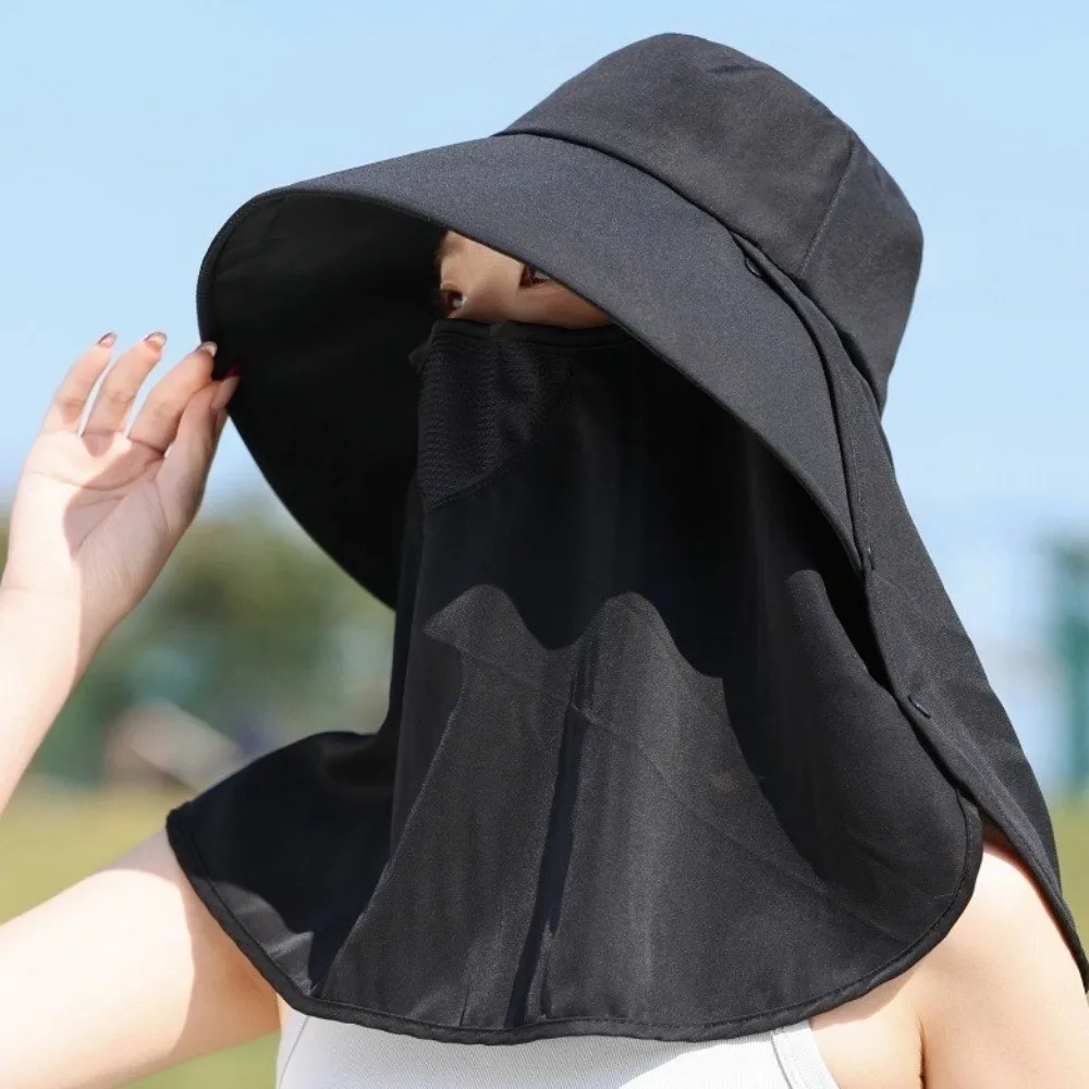 

Simple Wide Brim Sunscreen Fisherman Hat Lightweight Breathable Picking Tea Hat Neck Guard Sun Protection Neck Flap Hat Women