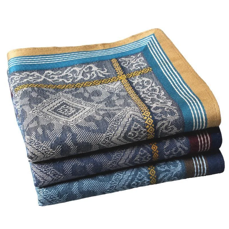 

3Pcs Pocket Square Hankies Jacquard Hankies Plaid Floral Handkerchief Soft Cotton Men Handkerchief for Wedding Grooms Birthday