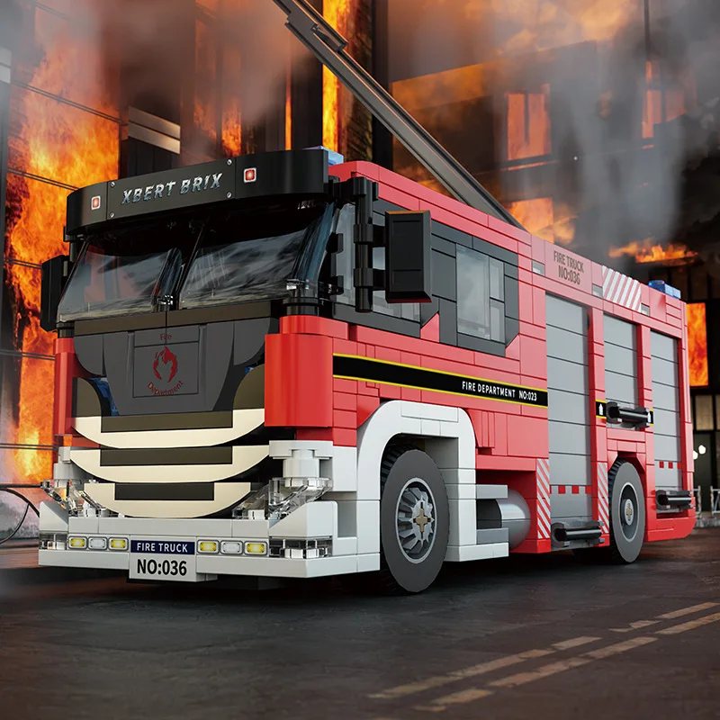 

Classic fire truck assembled building block toy car model brick toy set holiday gift