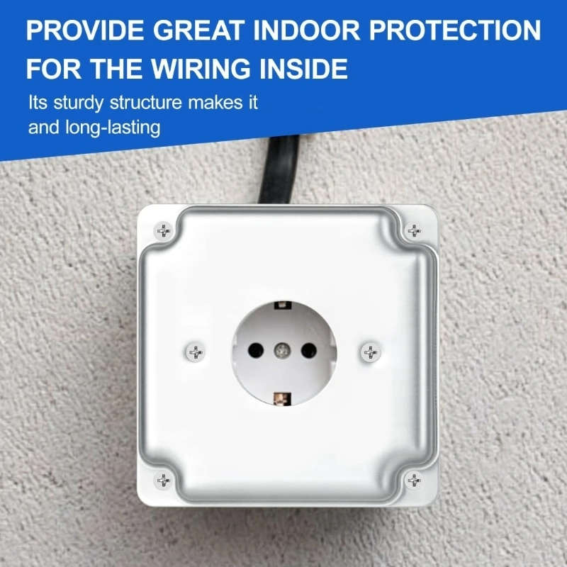 U1JB Steel 4 x 4 Raised Square Electrical Box Cover Plates, 2 Pack with Center Opening, Mounting Hardware Included for Repair
