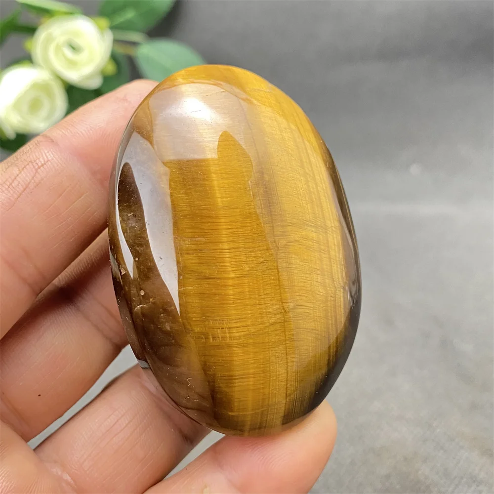 

Natural Tiger Eye Stone Hand-Polished Crystal Mineral Specimens - Home Decor Palm Toy Crystal Healing Gemstone