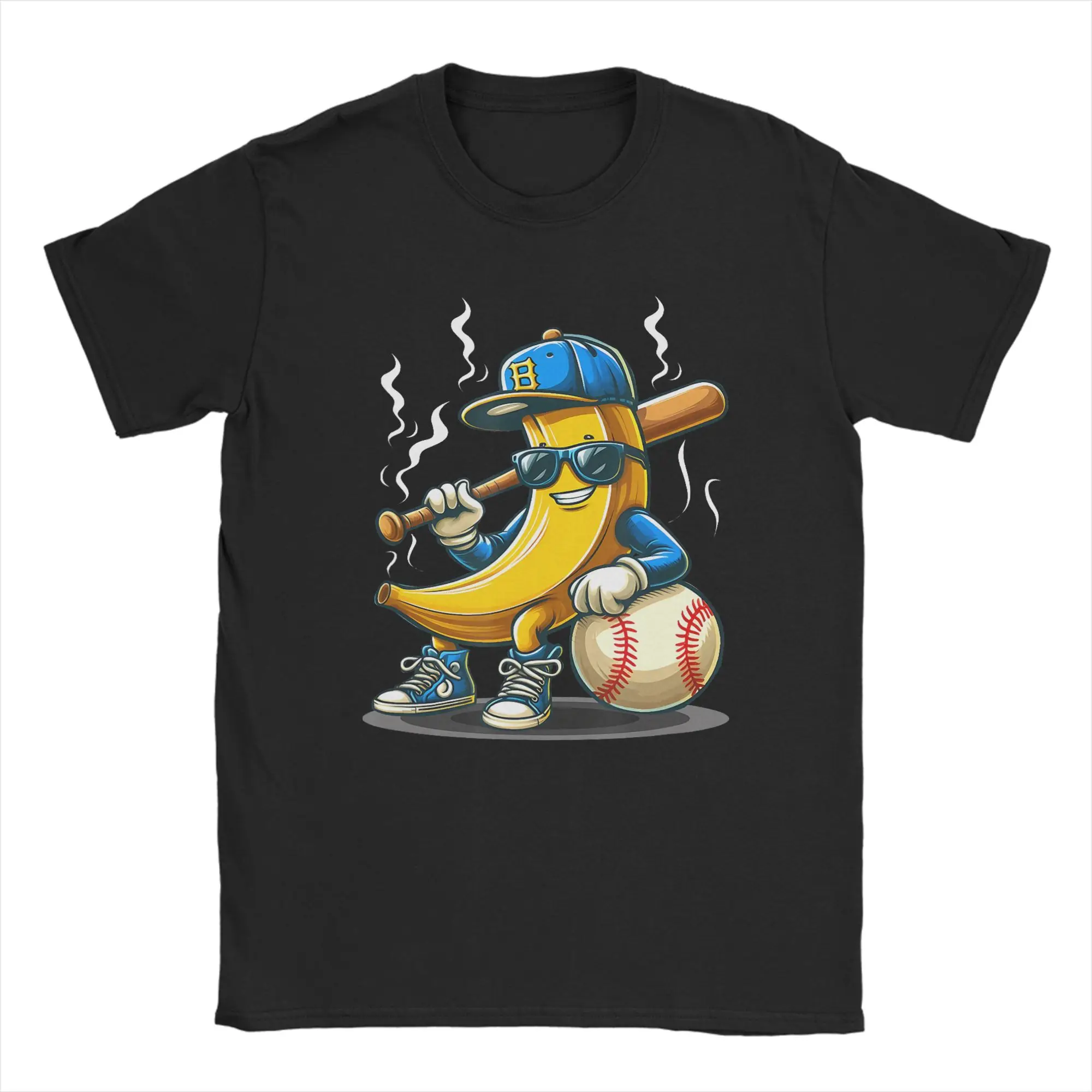 Banana Ballers Men T Shirts Wearing Sunglasses  Unique Tees Short Sleeve Crew Neck T-Shirt 100% Cotton 4XL 5XL Clothes