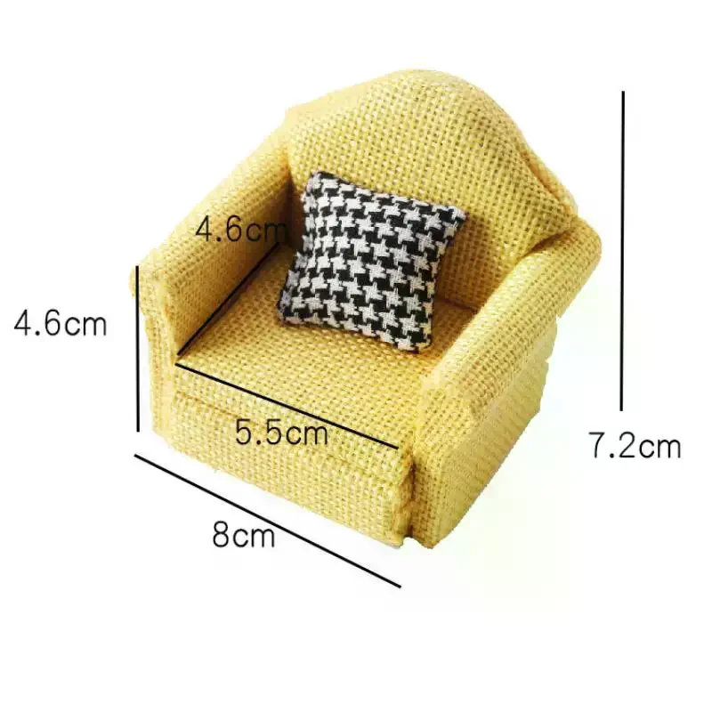 1/12 casa delle bambole mini divano in lino cuscino modello casa delle bambole mobili decorazione casa delle bambole accessori per la decorazione della scena della casa