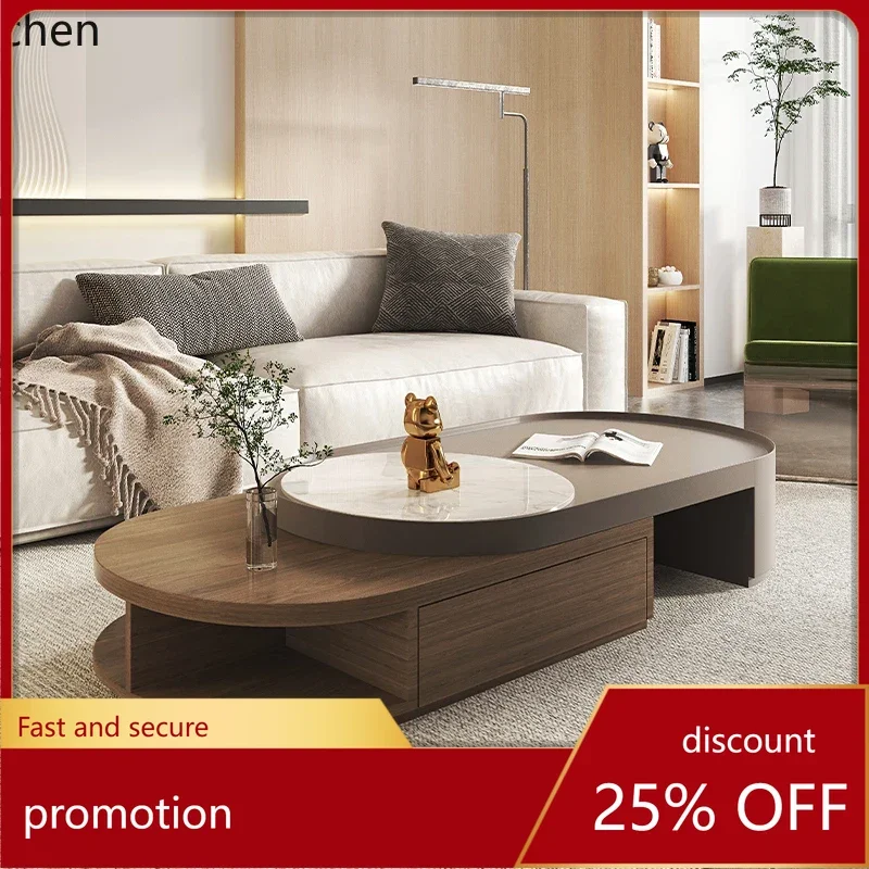 

HXL Extendable Coffee Table Living Room Solid Wood Walnut TV Cabinet Set