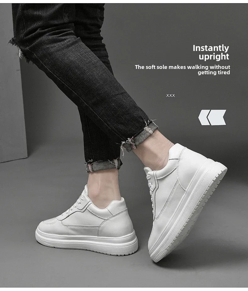 Lift Turnschuhe Mann Aufzug Schuhe Höhe Erhöhen Einlegesohle 8 cm Weiß Schwarz Größere Schuhe Männer Freizeit Mode Sport Plus größe 36-44 – Detail 17
