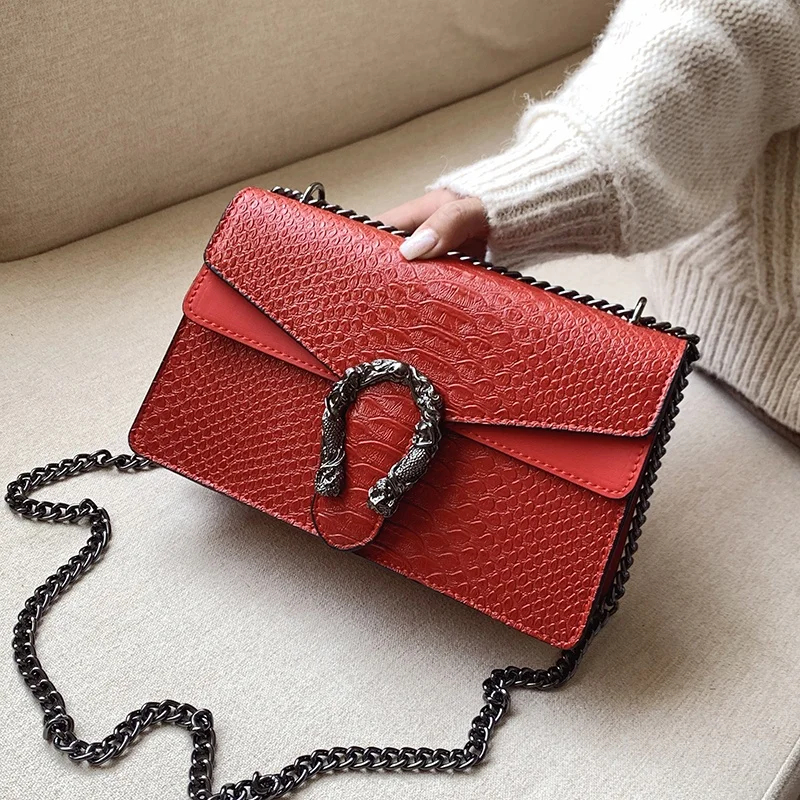 

2025 New Women's Crossbody Bag Retro Crocodile Pattern With Chain shoulder bag Daily high-quality handbag For women commuter bag
