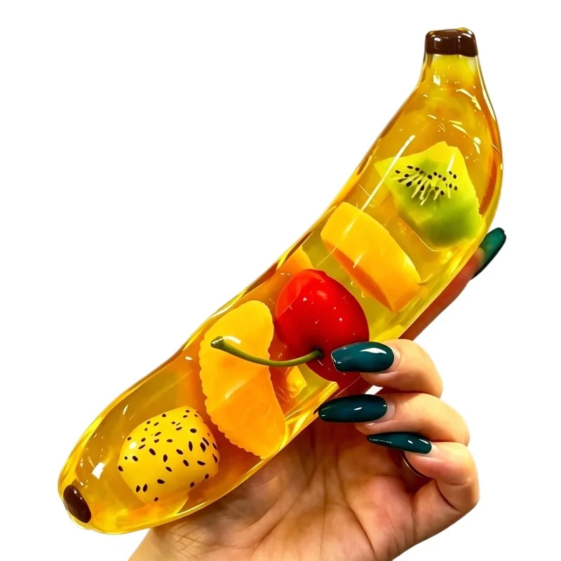 Fruit Banana Jelly Squishy Toy Stress Ball Fidget Toys Big Slushy Banana Squishy Toys Squeeze Ball ASMR Anti Stress Relief Toys view 5