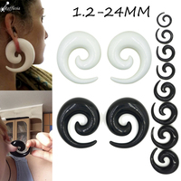 1Pair Acrylic Snail Ear Gauges Black & White Spiral Ear Plugs Tunnel Expansion 1.2MM-24MM Expander Body Piercing Jewelry