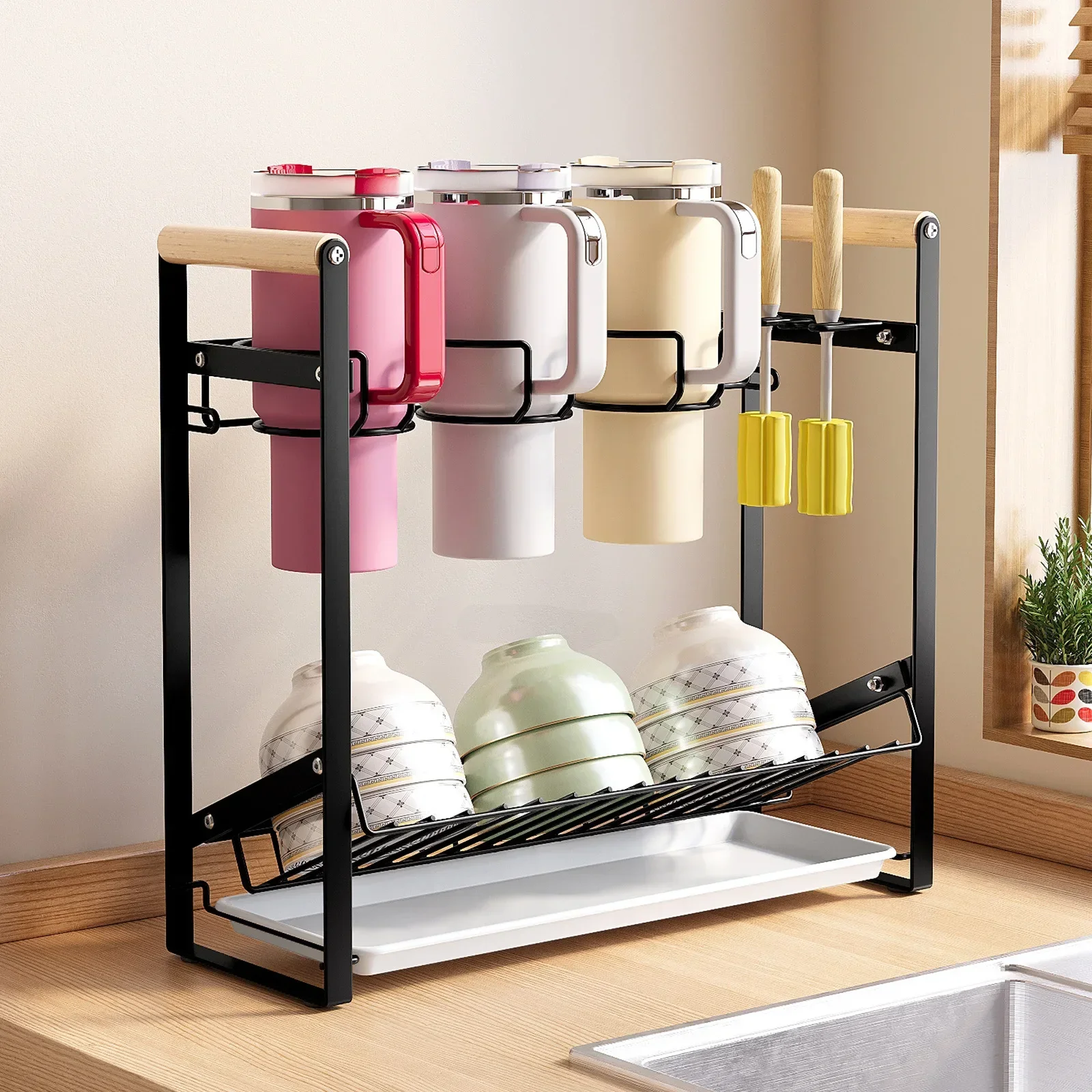 Bingba Cup Storage Rack Large Capacity Stanley Cup Rack Multifunctional Thermal Insulation Kettle Cold Water Cup Drain Rack