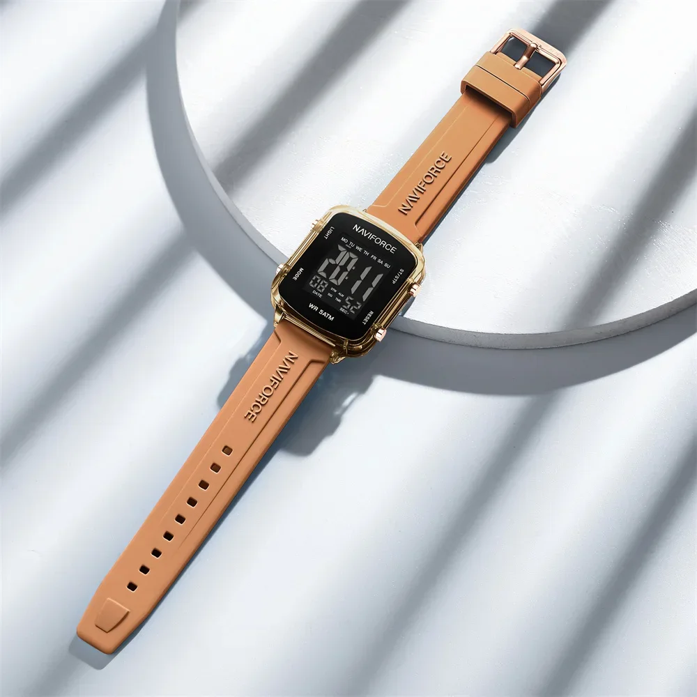 NAVIFORCE 7120, новые женские электронные часы, водонепроницаемые светящиеся наручные часы с календарем, модные цифровые часы для женщин, reloj mujer
