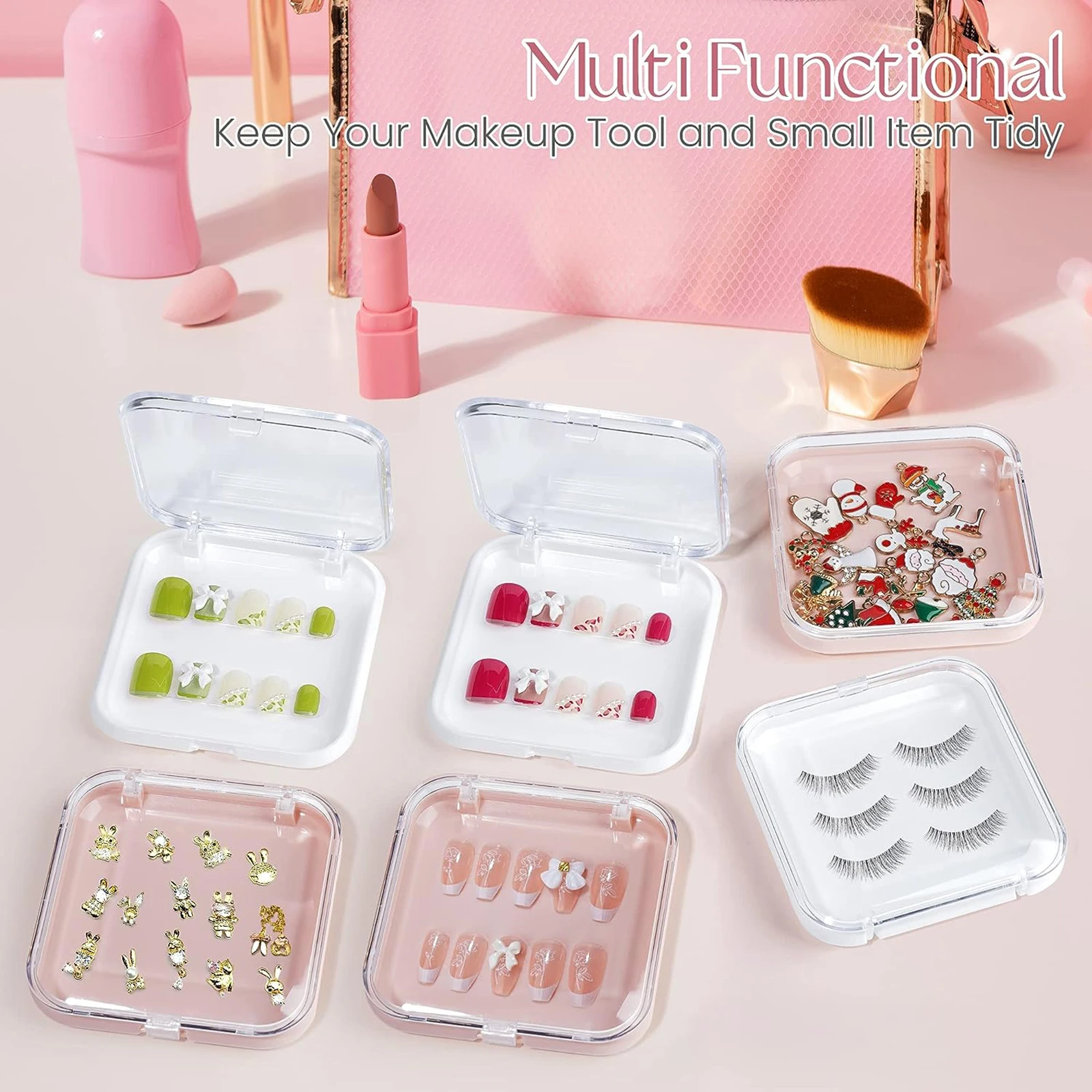 15 Pieces Nail Display Organizer Case Storage Box With Lid Crafts Supply Case Small Organizers for Jewelry Beads Nail Display