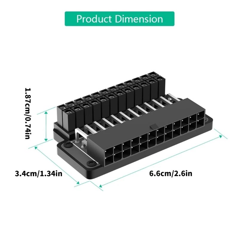 Conector alimentación 24 pines Adaptador 90 grados para instalación fácil constructores PC