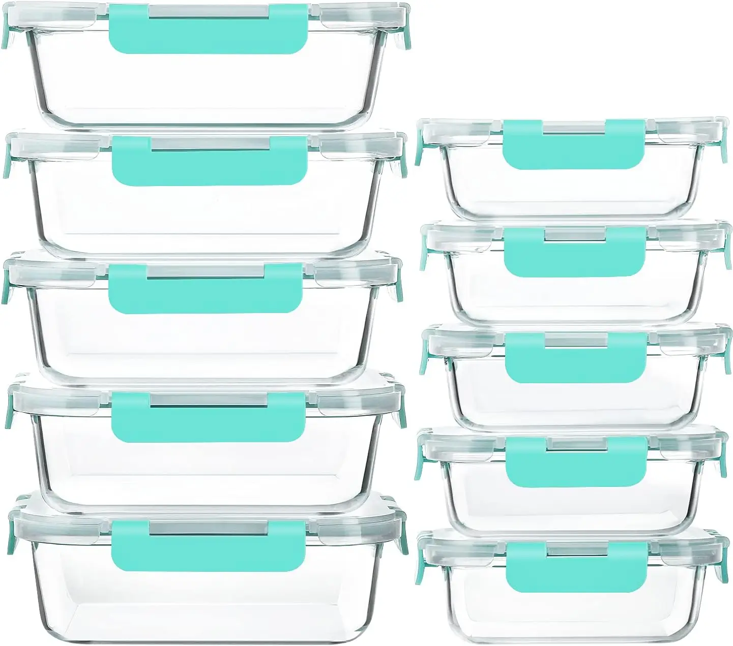 

[10-Pack]Glass Meal Prep Containers with Lids, Glass Food Storage Containers with Snap Locking Lids, Airtight Lunch Containers,