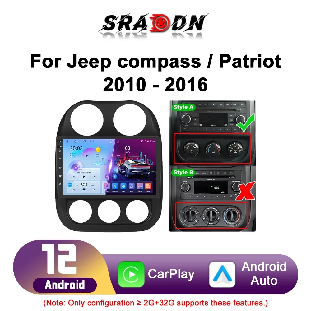 

Для Jeep Compass Patriot 2010 2011 2012 2013 2014 2015 2016 Автомобильный радиоприемник Android Автомобильный мультимедийный плеер GPS-навигация Экран Carplay Авто Стерео