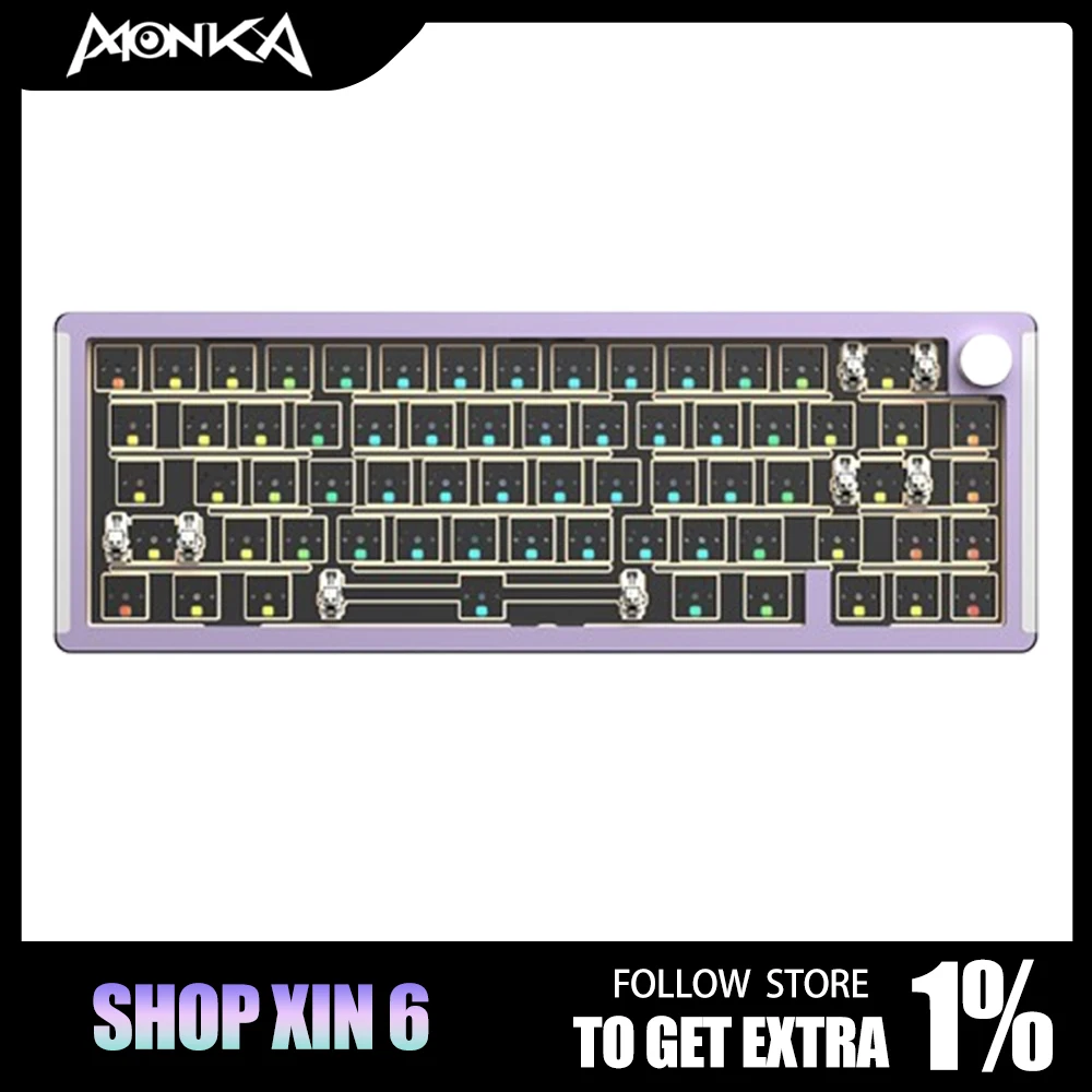 Monka 6067 6087 6075pro Mechanical Keyboard Wired Aluminium Alloy Customized Keyboard Gasket Pc Game Accessories Gamer Man Gifts