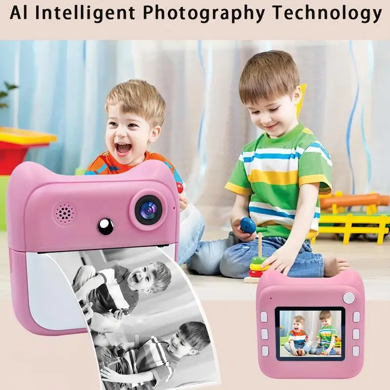 Imprimante photo sans fil portable, appareil photo instantané aste par USB avec papier d'impression, jouet créatif pour garçons et filles, cadeau d'anniversaire