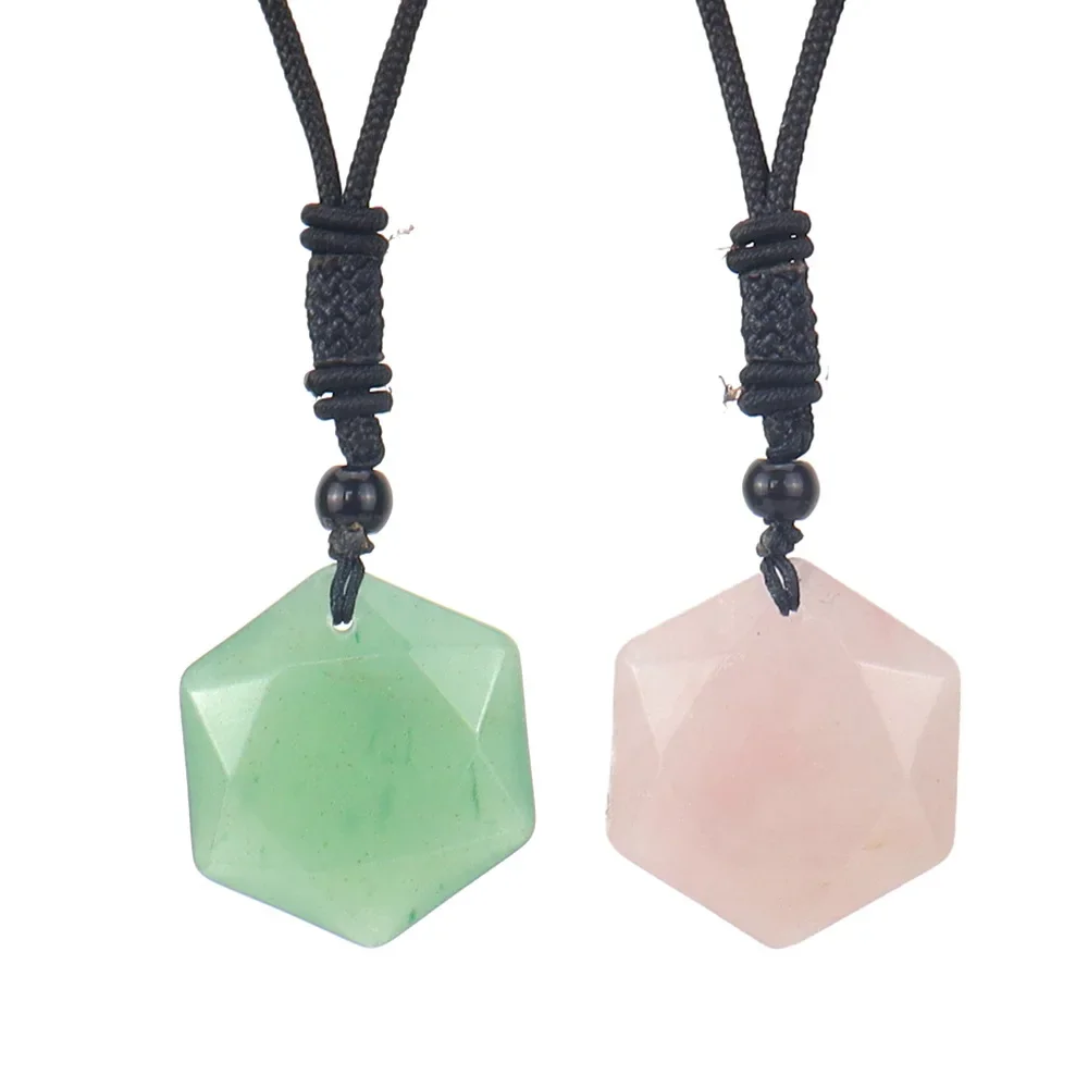 Jade Hexagram Pendant Necklace Talismans Pendants Real Stone Vintage Amulet Natural Necklaces Charms Chinese Amulets Jewelry