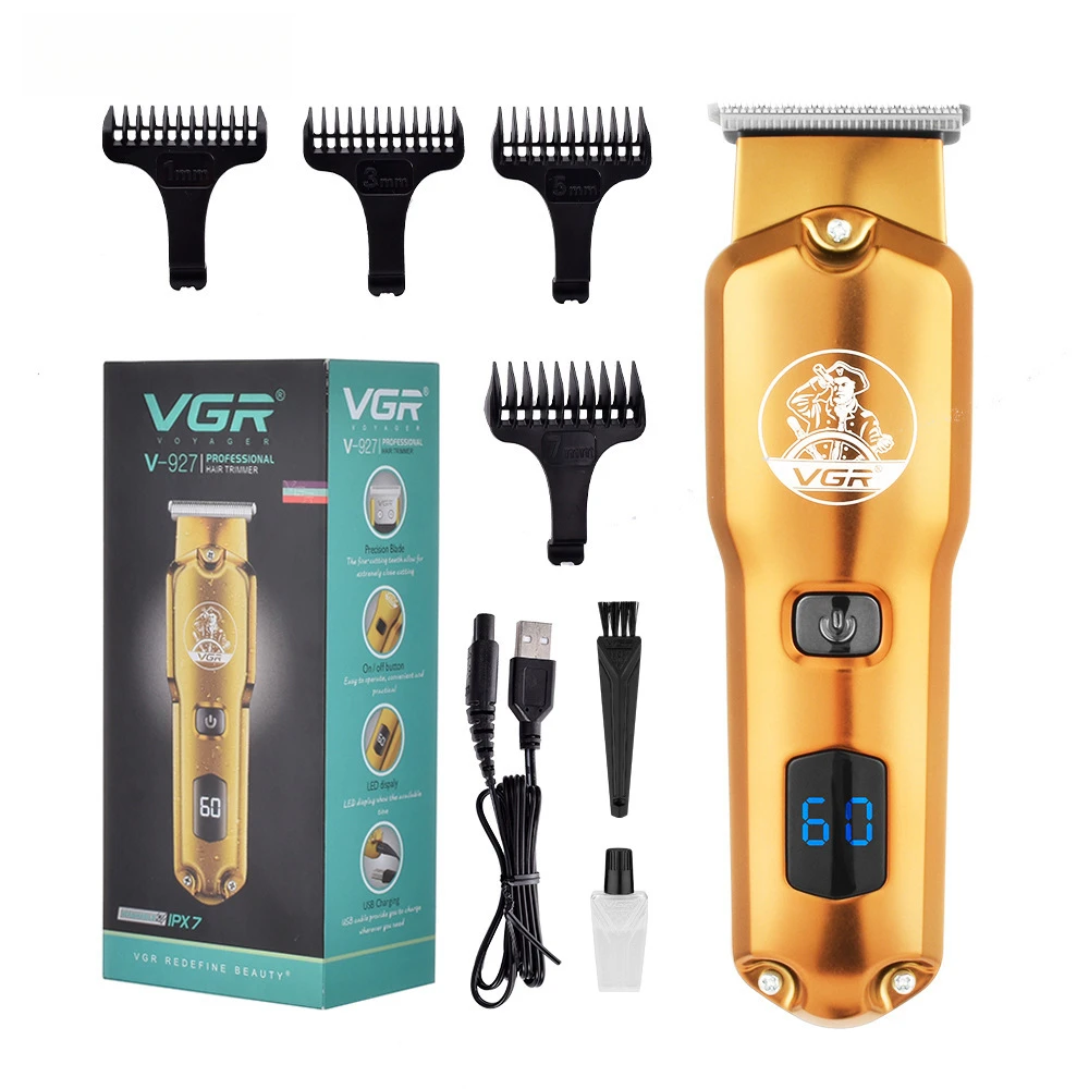 

VGR927 LCD LED Display Hair Clipper Full Metal Body Waterproof Professional Haircut Trimmer For Salon Use