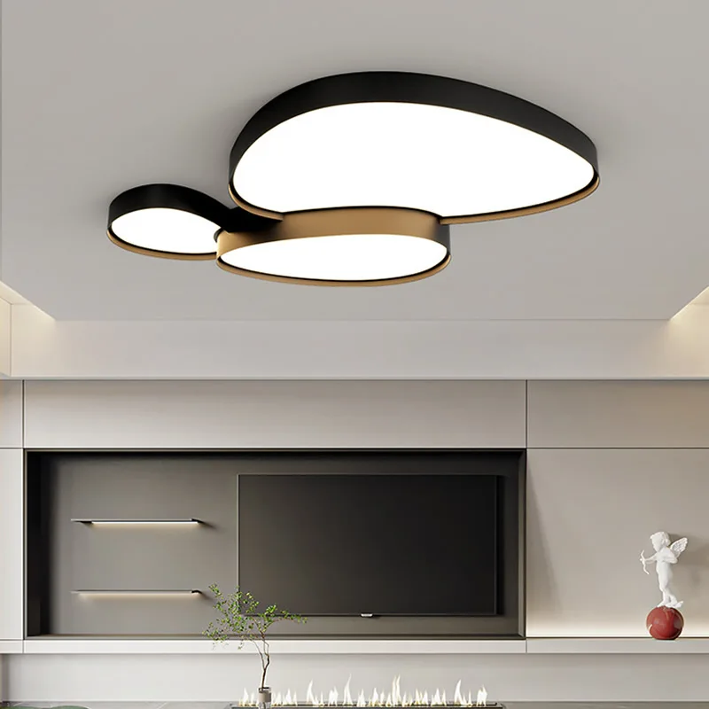 Terraces LED Ceiling Lamp Irregular Shaped Living Room Surface Mounted Ceiling Lights White Black Case Luminaire For Bedroom