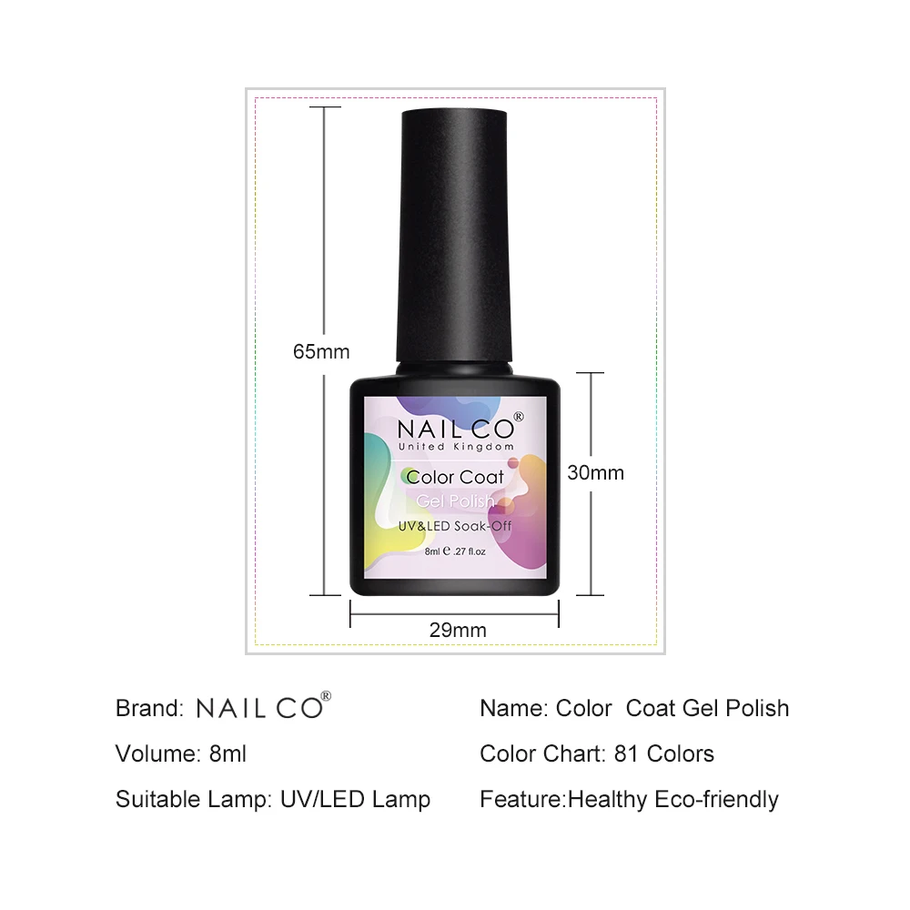 NAILCO Semi Permanent Gel Nail Polish 10pcs/Set 8ml Color UV Gellak Lakiery Hybrydowe Vernis Top Coat Soak Off Nails Art Lacquer