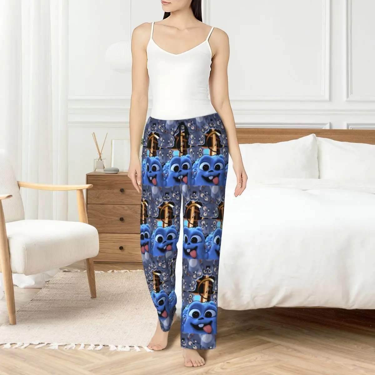 

Custom Grizzy And The Lemmings Pajama Pants Sleepwear Women's Elastic Waistband Cute Cartoon Sleep Lounge Bottoms with Pockets