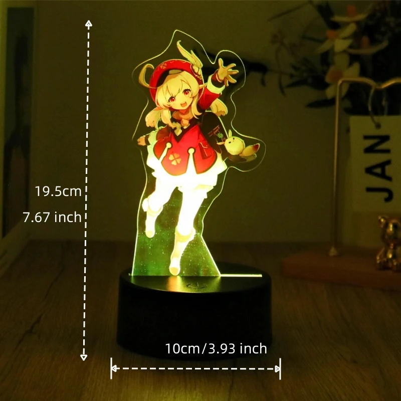 Genshin Impact 3D Lamp LED Night Light Anime Figures Zhongli Raiden Shogun Remote RGB Dream Colors Kids Bedroom Home Decor Gifts