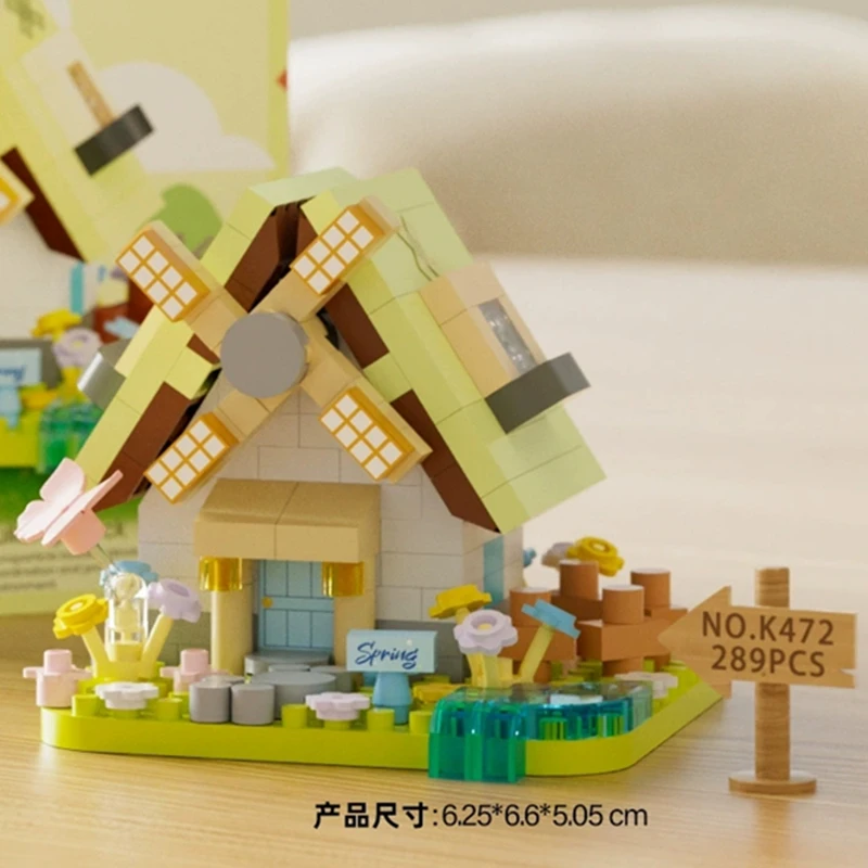NOWY ZESTAW KLOCKÓW DIY Cztery Pory Roku Wiatrak Dom Willa Świąteczna Ulica Model Budynku Klocki dla Dziewczynek Zabawka dla Dzieci