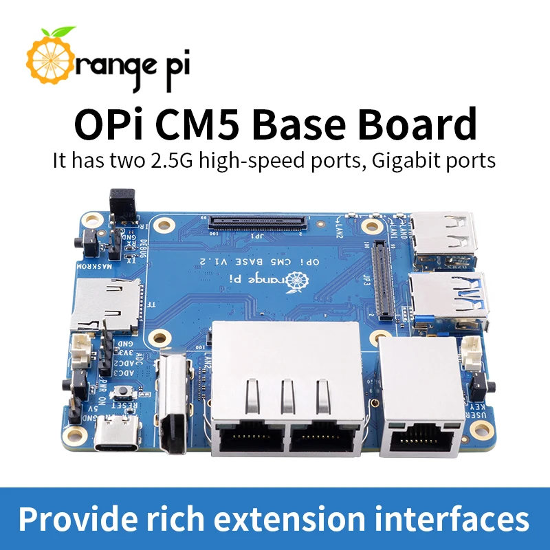 

Orange Pi CM5 Base Board 2.5G Gigabit LAN Single Board Computer Suitable for OrangePi Compute Module 5 Core Board