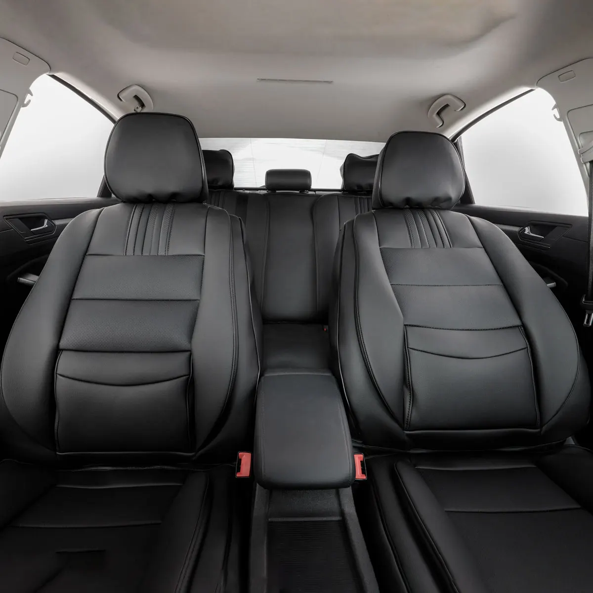 Universal Car Seat Covers Full Set Durable Artificial Leather Seat Cushion for 90% Sedan SUV Include Front and Rear Cover