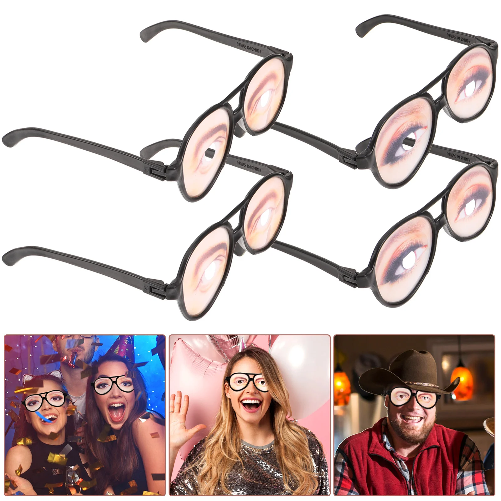 4 Stuks Grappig Oogpatroon Bril Party Brillen Foto Props Nieuwigheid Kostuum Bril Verjaardagslevering Foto Props