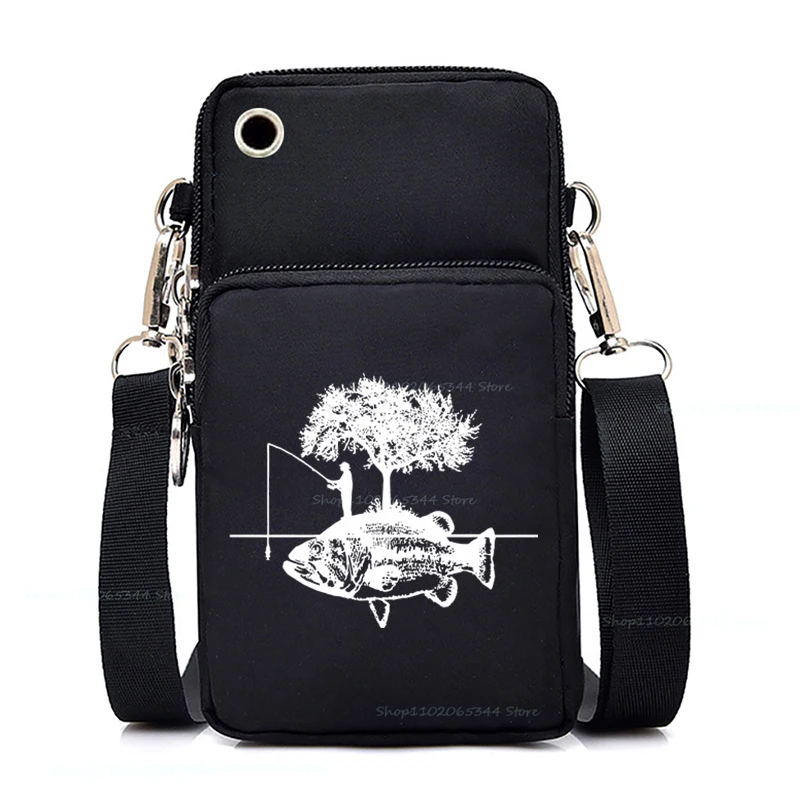

Модная мужская сумка через плечо с рыболовным принтом, маленькая сумка-кроссбоди, подарок для рыбака, забавная сумка на молнии