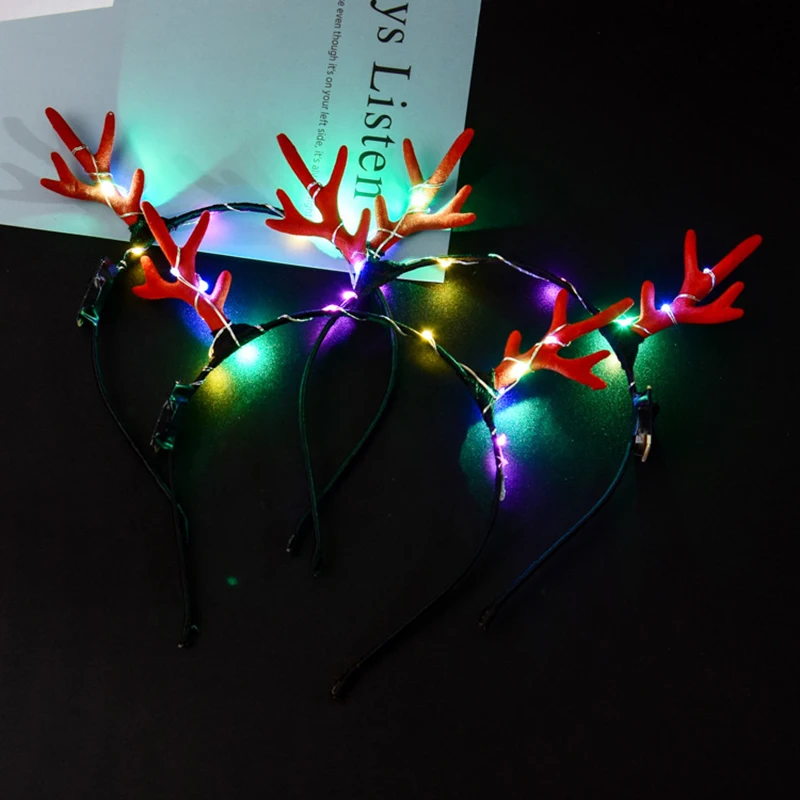 Led Glow Christmas Hairband Headband Buckle Children'S Decoration Cute Christmas Headband Home Party Decorations Supplies