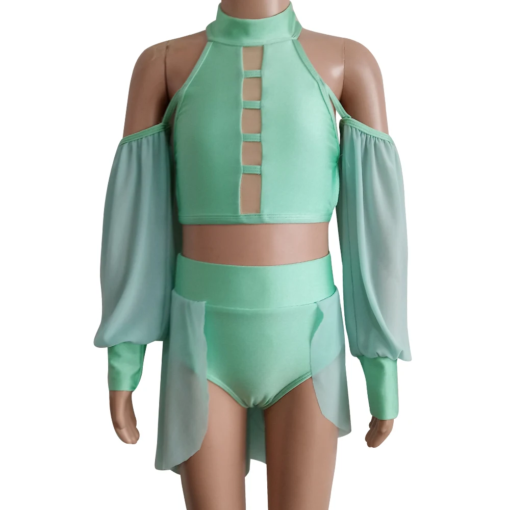 Kindermeisjes Detailhandel En Groothandel Nylon/Lycra Mesh Moderne Dans Ballet Body Suit Training Pak Dansschool Groep Performance