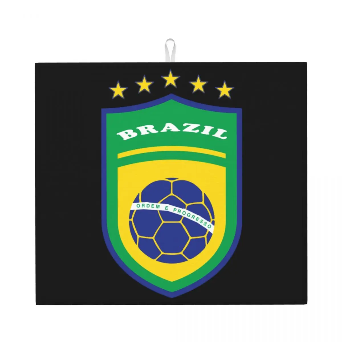 Flag Of Brazil Football Dish Drying Pads Custom Absorbent Brazilian Proud Microfiber Quick Dry Drainer Mats