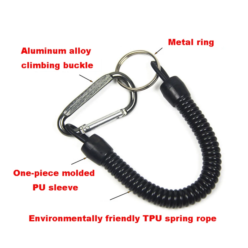 Angeln Lanyards 3 stücke 22 cm Versenkbare Spiralkette mit Karabiner TPU Bootfahren Angeln Seil Retention Seil Angeln Werkzeuge Tackle – Detail 5