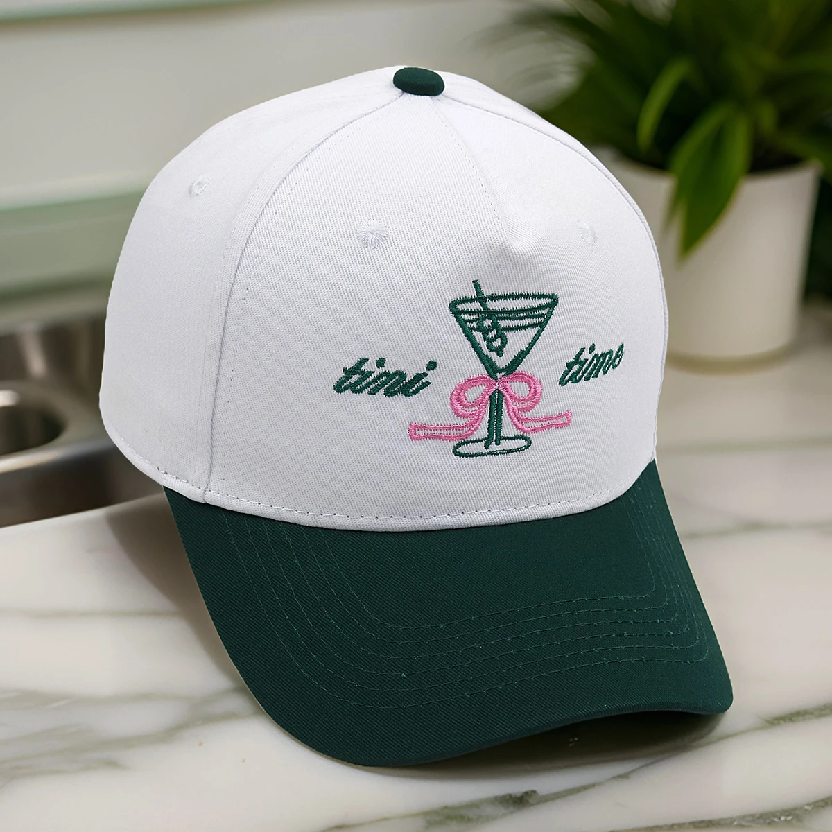 TINI TIME Trucker Embroidery Bow Knot Gaojiao Cup Baseball Cap Martini Hat Unisex