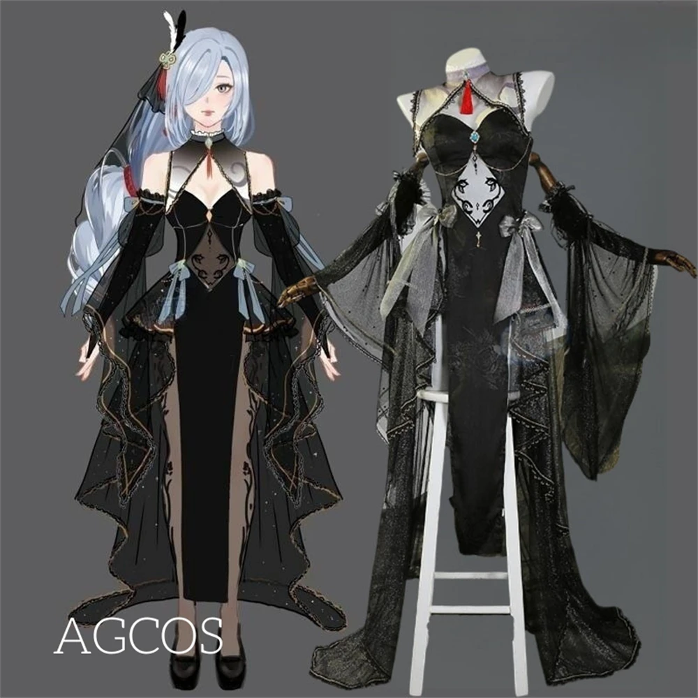 AGCOS SHENHE Doujin Hanayome Cosplay Game Genshin Impact Shenhe Cosplay Costume Halloween Sexy Cosplay Dress