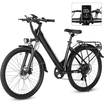 Image 26" Electric Bike for Adults,Step Through Electric Bicycle,36V 9Ah Removable Battery, 20MPH E-bikes with Front Suspension