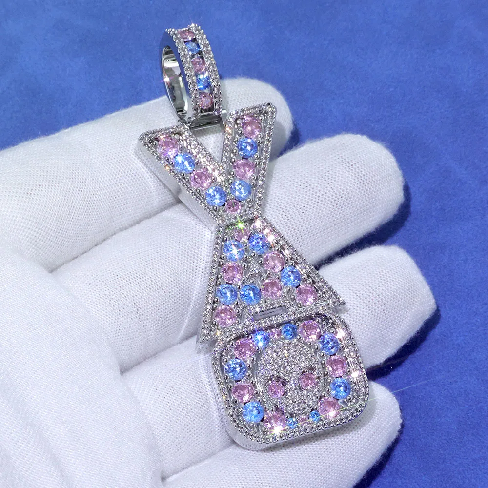 

HHIOK Iced Out Custom Letter Pendant Luxury Hip Hop Micro Pave Colored Zircon Personalized Jewelry