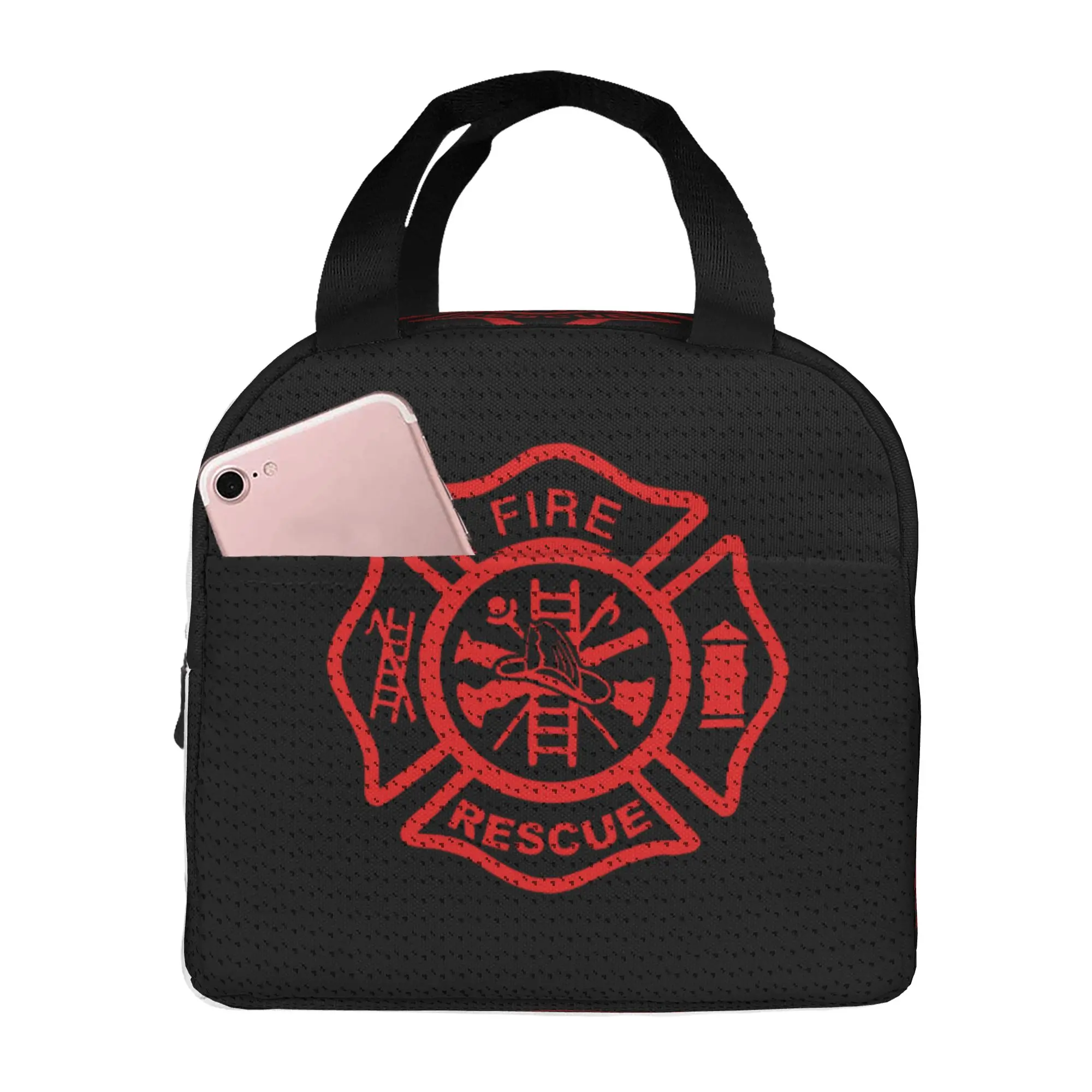 Fire Rescue Firefighter Lunch Bag Women  Thermal Cooler Insulated Lunch Boxes for Adult Office